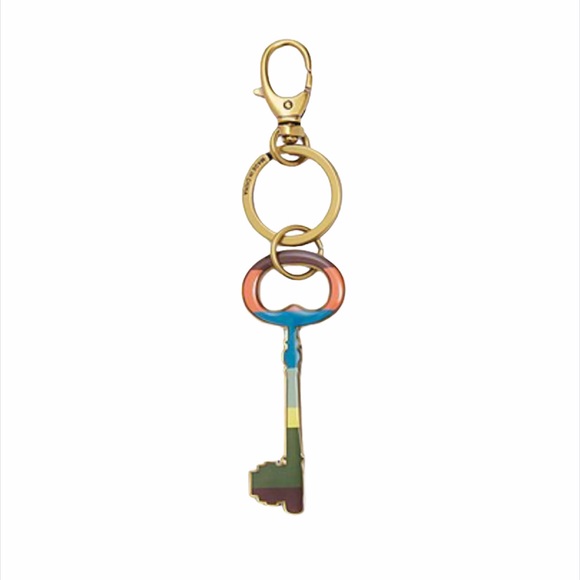 Fossil Sofia Key Fob Bright Stripe Key Chain, Brass, Purple, Orange, Blue - Picture 2 of 6